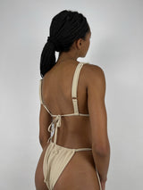 The Palms Tie Bikini Top In Beige - Vamp Official