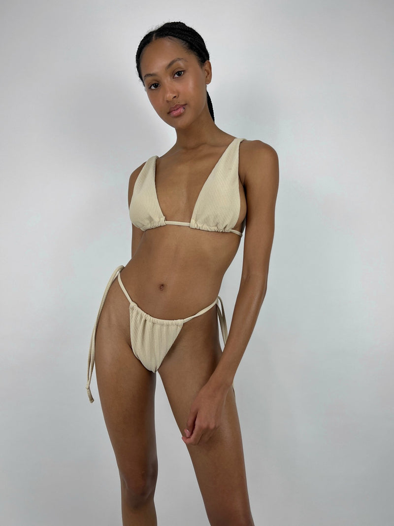 The Palms Tie Bikini Top In Beige - Vamp Official