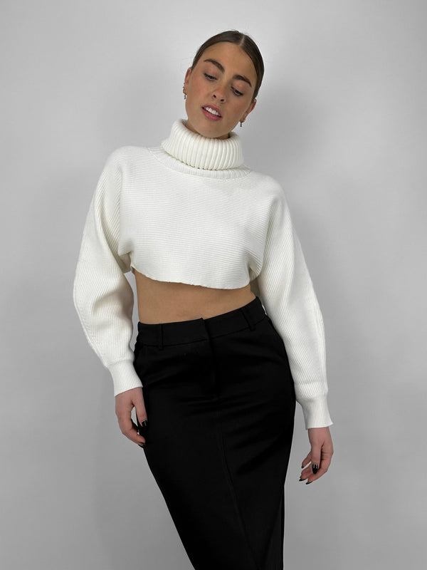 Turtleneck Knit Ultra Crop Sweater - Vamp Official
