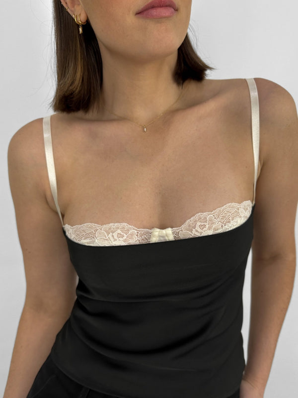 Two Tone Satin Tube Top & Lace Bra Tank - Vamp Official