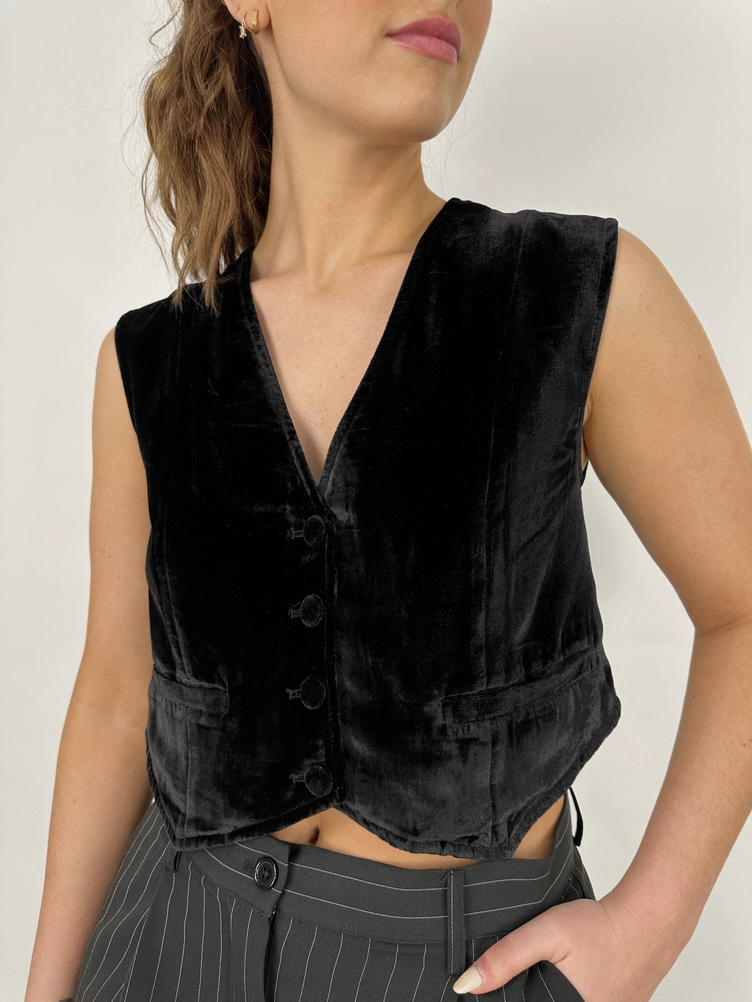 Velvet Boxy Cropped Vest - Vamp Official