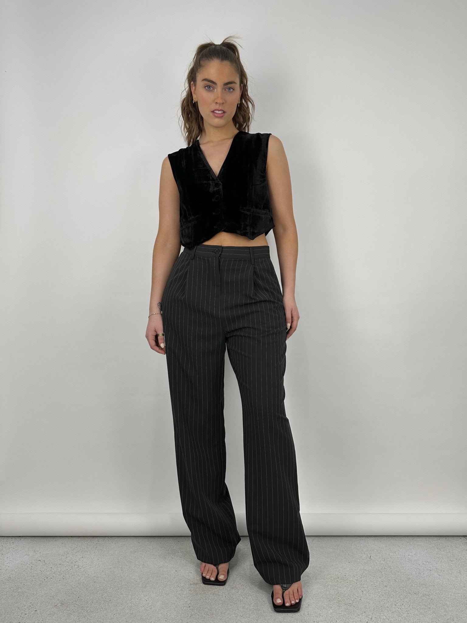 Velvet Boxy Cropped Vest - Vamp Official