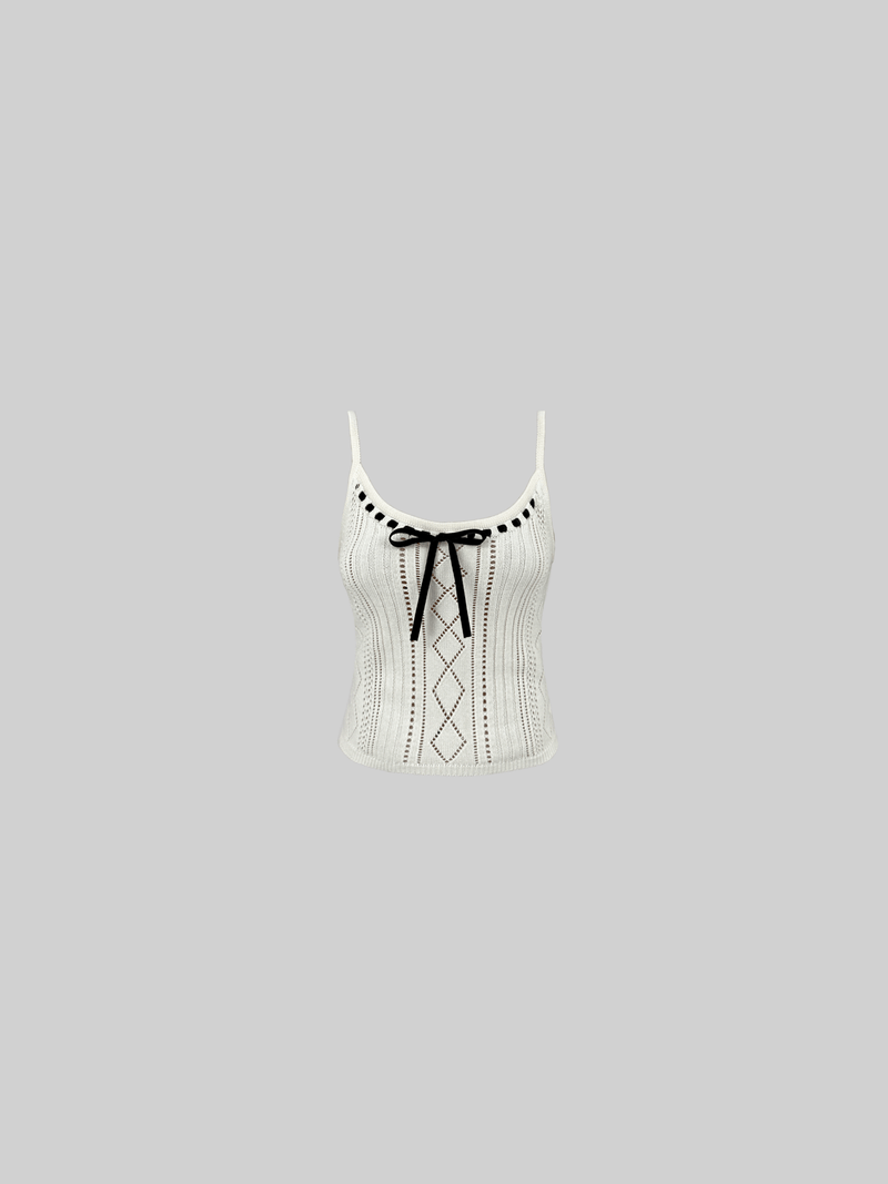 Velvet Ribbon Detailed Knit Tank - Vamp Official